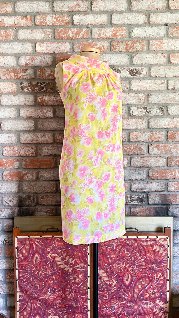 S - M | Vtg 60s Lemon + Pink Handmade Shift Dress - image 4