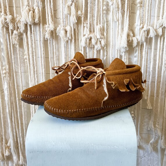 size 6.5 | Vtg 80s Minnetonka Suede Fringe Moccas… - image 2