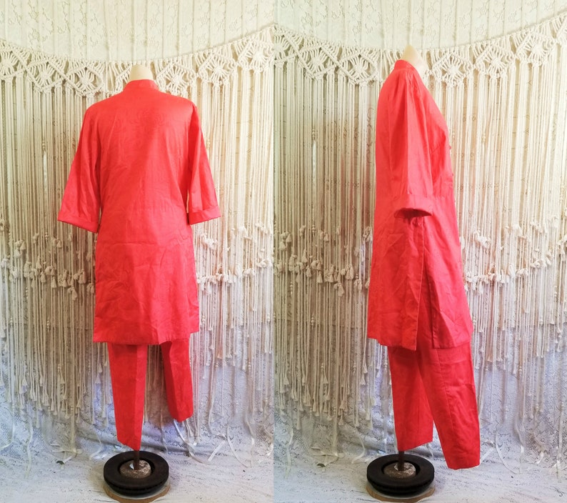 Vtg 60s Stan Hicks Coral Hawaiian Set size M