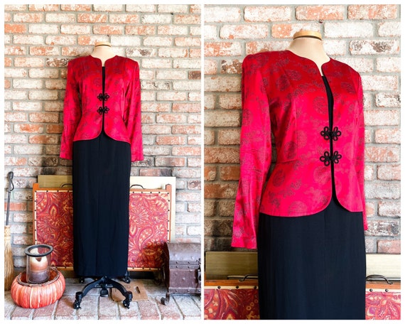 L XL | Vtg 90s Chinese Inspired Layered Dress - image 1