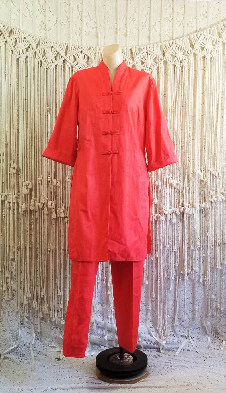 Vtg 60s Stan Hicks Coral Hawaiian Set size M