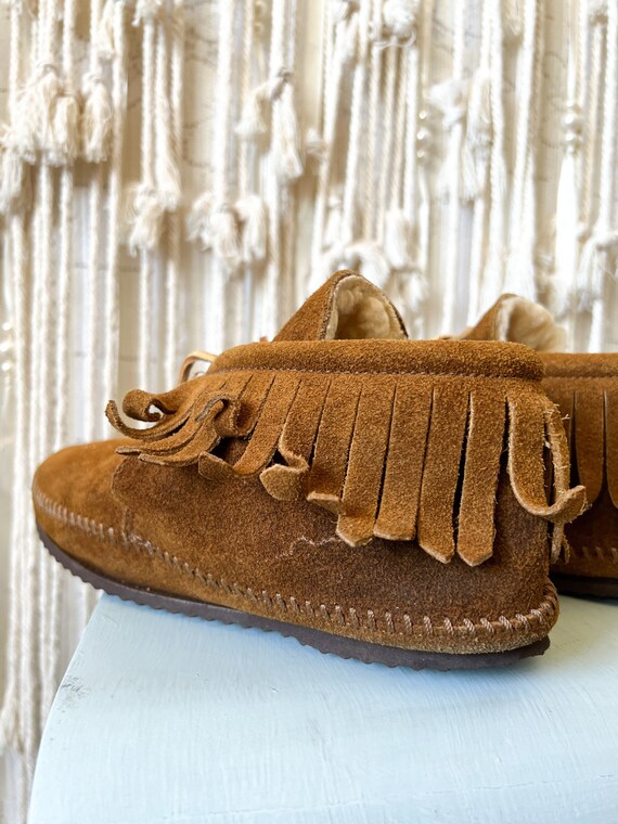 size 6.5 | Vtg 80s Minnetonka Suede Fringe Moccas… - image 6