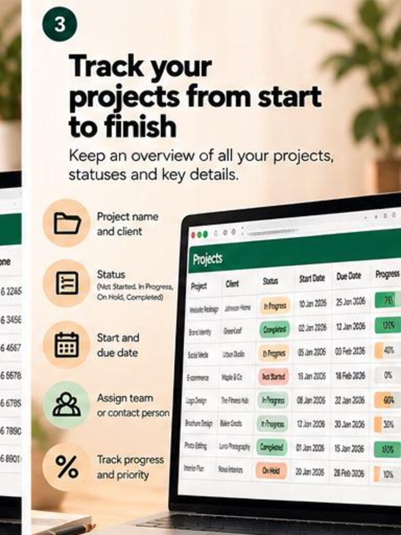 Project Tracking Spreadsheet Layout Client and Project Tracker for Excel & Google Sheets | Freelancer CRM ...