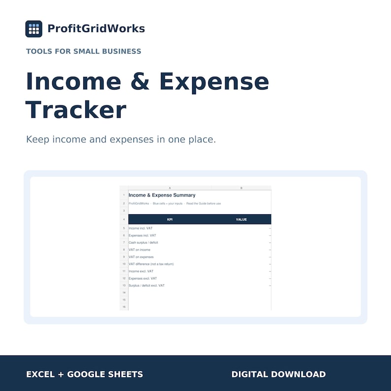 Income and Expense Tracker for Excel & Google Sheets | Small Business ...