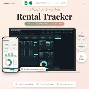 Airbnb Host Spreadsheet, Income, Expense, Profit and Loss Tracker, Google Sheets & Excel