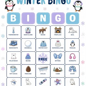 Vinterbildbingo för barn, 30 kort, klassrumslek (digital nedladdning) bild 11