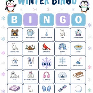 Vinterbildbingo för barn, 30 kort, klassrumslek (digital nedladdning) bild 14