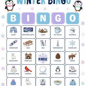 Vinterbildbingo för barn, 30 kort, klassrumslek (digital nedladdning) bild 18