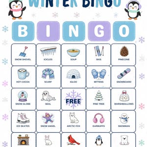 Vinterbildbingo för barn, 30 kort, klassrumslek (digital nedladdning) bild 9