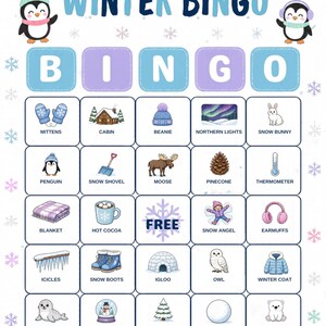 Vinterbildbingo för barn, 30 kort, klassrumslek (digital nedladdning) bild 17