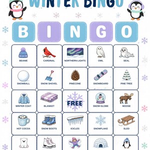 Vinterbildbingo för barn, 30 kort, klassrumslek (digital nedladdning) bild 15