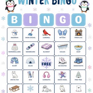 Vinterbildbingo för barn, 30 kort, klassrumslek (digital nedladdning) bild 19