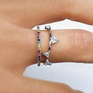 Rainbow Ring, Solid 14k, Precious Gemstone Eternity Band
