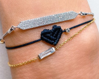 Diamond Cord Bracelet | Heart Bracelet | Adjustable | Best Holiday Gift