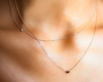 14 k gold schwarz & weiß Diamant Halskette