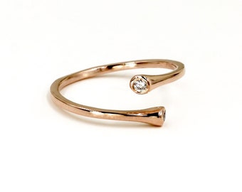 14k Gold Two Diamond Cuff Ring