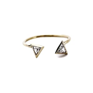 Unique 14k Gold Triangle Cut Diamond Cuff Ring