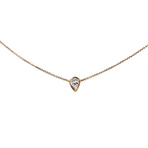 Tiny Delicate Pear Cut Diamond Necklace