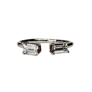 Diamond Baguette Cuff Ring / Wedding Band / Stacking Ring