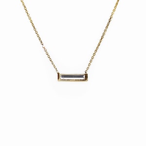 14k gold unique diamond baguette necklace