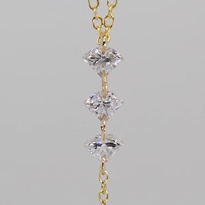 14k Gold Shield Cut Diamond Lariat Necklace