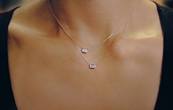 Emerald Cut Diamond Slider Pendant – LeGassick Jewellery