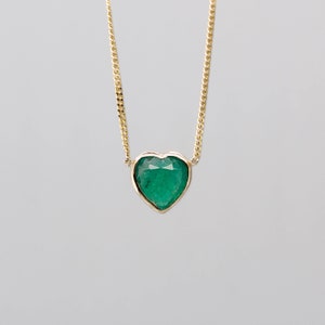 Green Emerald Heart Shaped Necklace