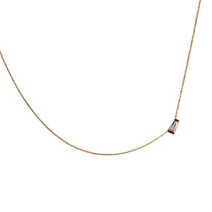 Baguette Diamond Necklace / Tapered / 14k Gold / Delicate / Layering Necklace