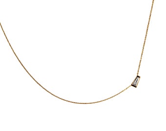 Baguette Diamond Necklace / Tapered / 14k Gold / Delicate / Layering Necklace