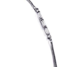 Drei Diamant Baguette Armband in Silber