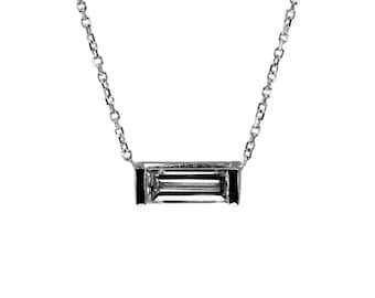 Long Baguette Lab Diamond Necklace in 14K Gold | Dainty Jewelry Gift for Her