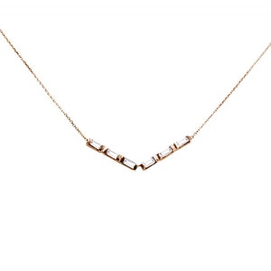 Diamond Baguette V Necklace, Delicate Layering Necklace