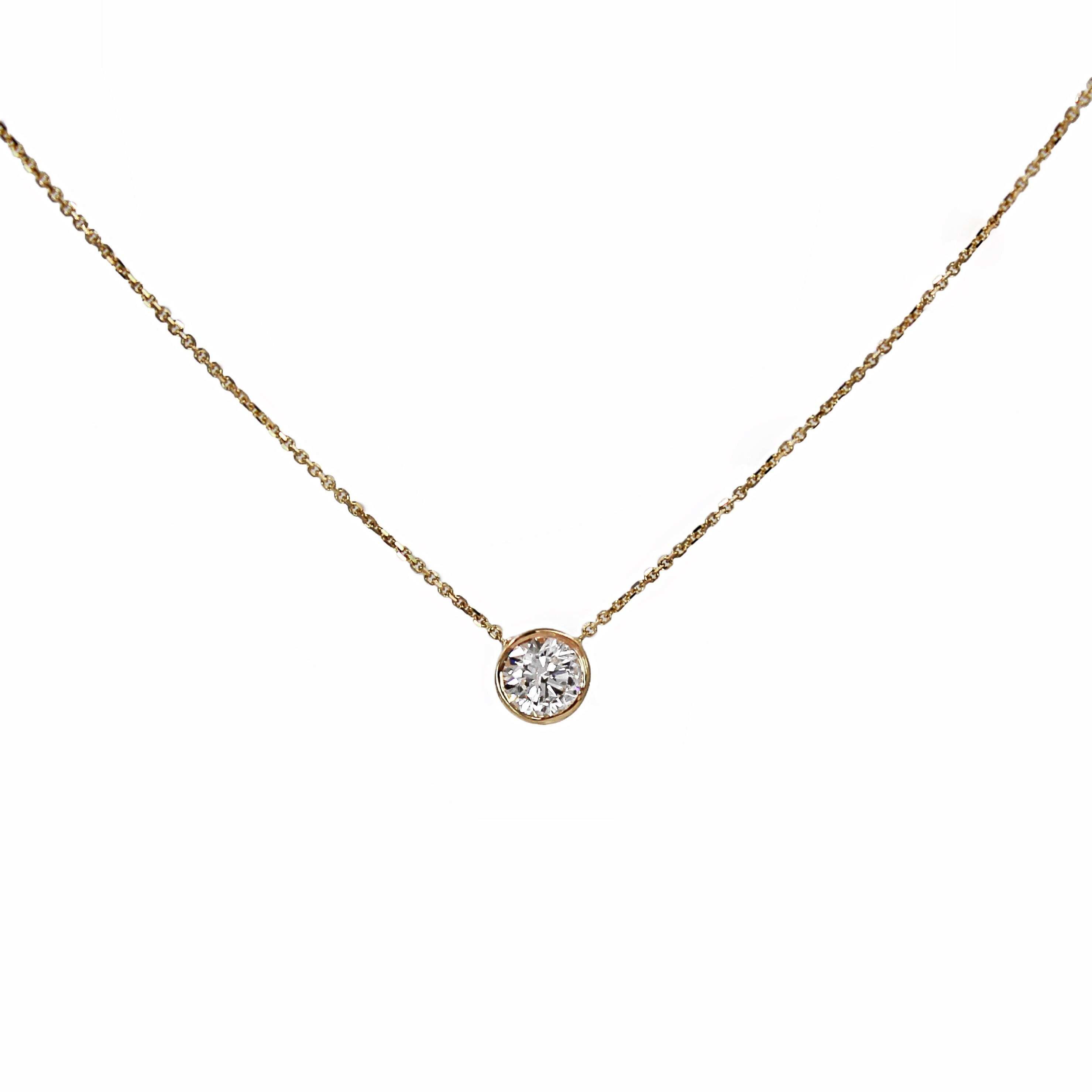 14k Gold Solitaire Diamond Necklace .30 Carat - Etsy