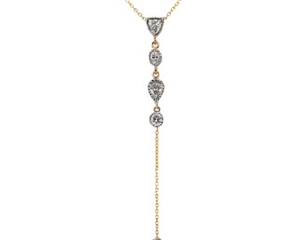 14k Gold Mixed Diamond Lariat Necklace