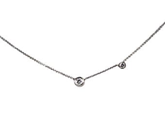 14k Gold kleine Solitär Diamant Halskette