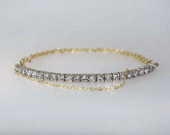 14k Gold CVD Lab Diamond Tennis Chain Bracelet