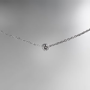 Sterling Silver Solitaire Diamond Necklace