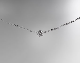 Sterling Silver Solitaire Diamond Necklace