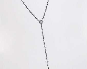 Sterling Silver Diamond Drop Necklace