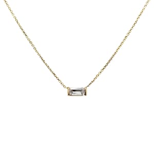 14k Gold 15 Baguette Diamond Necklace