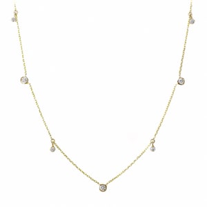 14k Gold Dangle Diamond Station Necklace | Layering | Best Every Day Necklace
