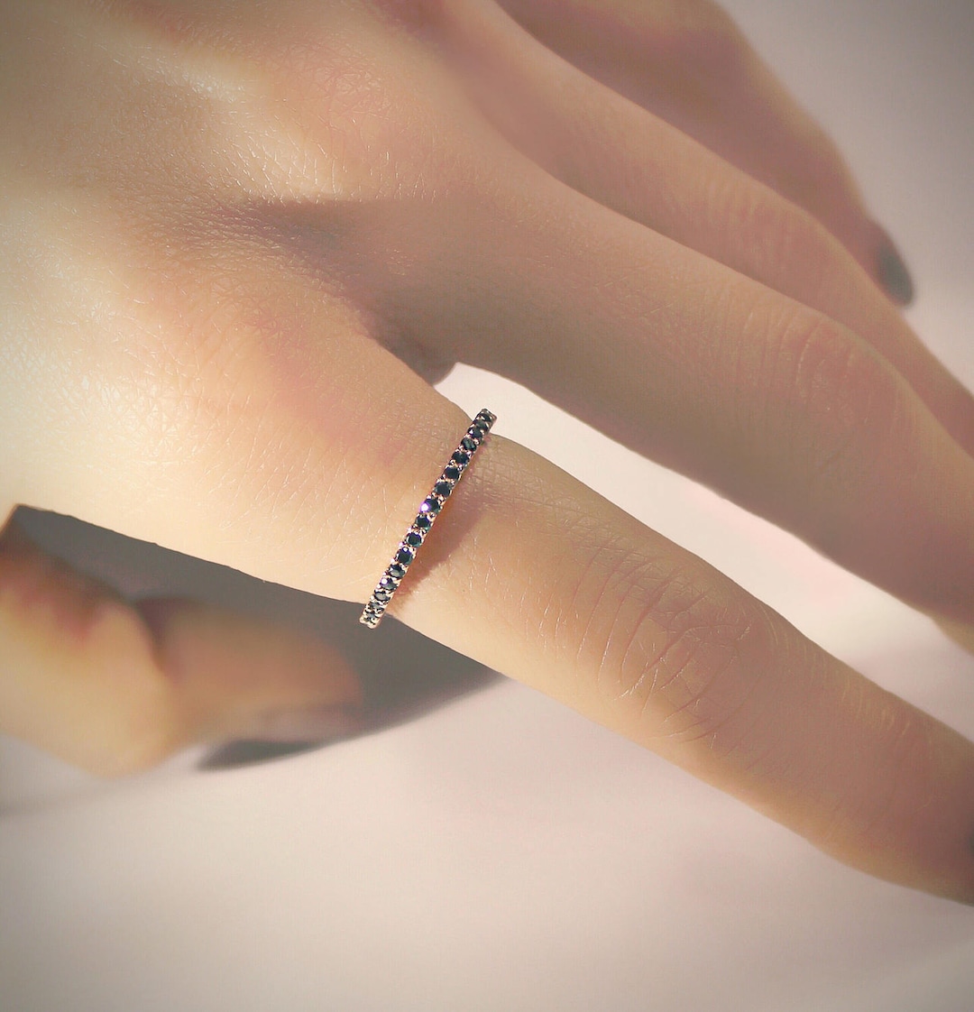 Black Diamond Eternity Band 14k 18k Gold Stacking Ring - Etsy 日本