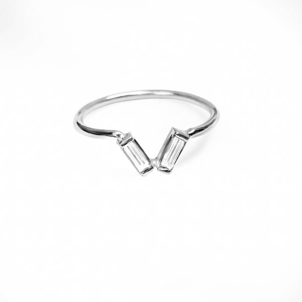 Diamant stokbrood V ring