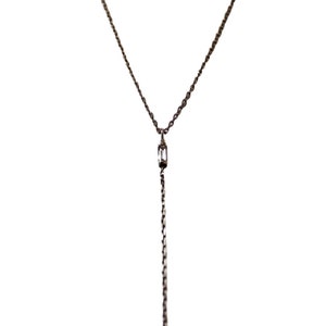 Sterling Silver Diamond Baguette Y Necklace