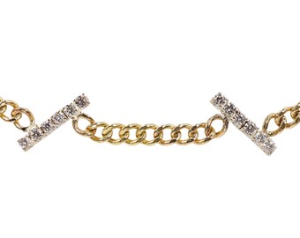 Diamond Bar Chain Link Bracelet