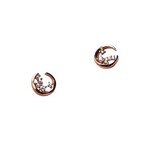 14k Gold Solitaire Diamond Cluster Earrings