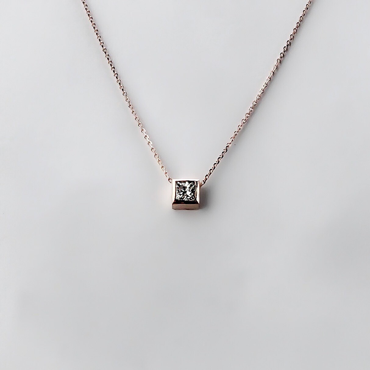 The 15 Princess Cut Diamond Necklace | Etsy