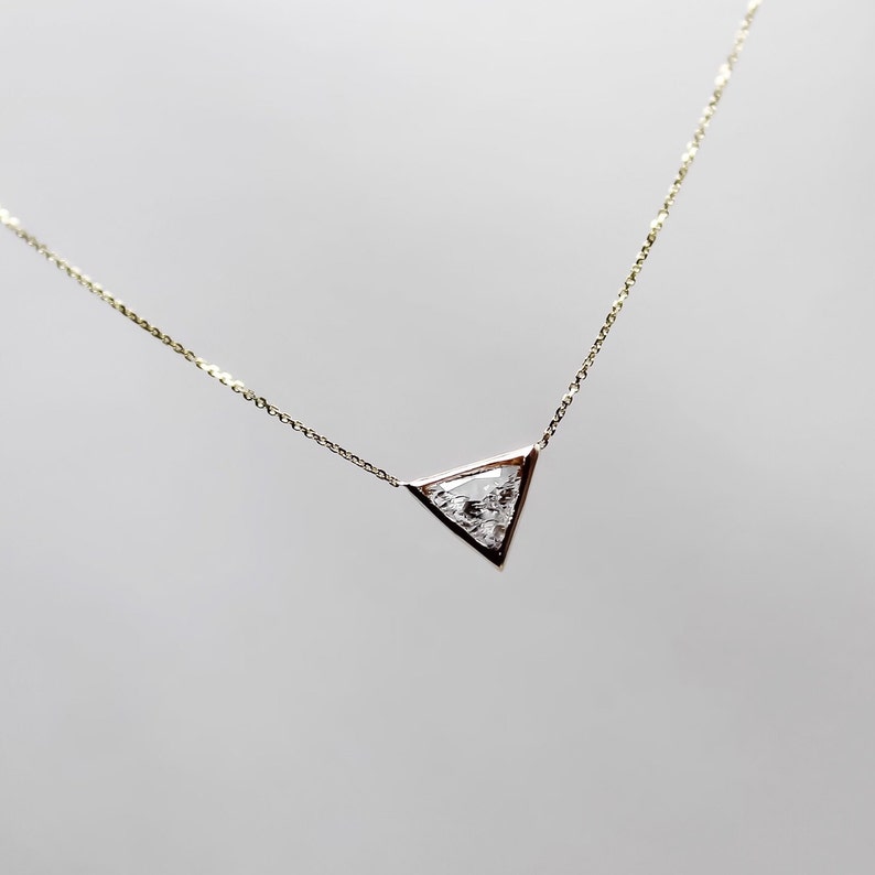 14k Gold .50 carat Triangle Cut Diamond Necklace | Etsy