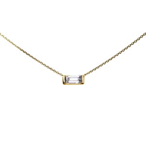 14k Gold Delicate Diamond Baguette Necklace