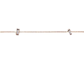 Dainty Baguette Diamond Brazalete / Oro 14 / Brazalete apilable